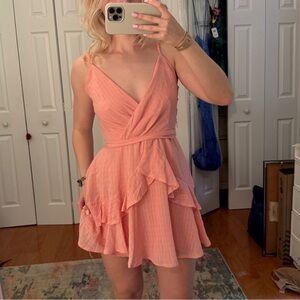Blue Rain Coral Ruffle Mini Dress